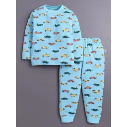 Bumzee Kids Sky Blue Cotton Graphic Pyjama Sets-picture-21