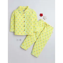 Bumzee Kids Yellow & Blue Cotton Printed Full Sleeves Shirt Set-picture-28