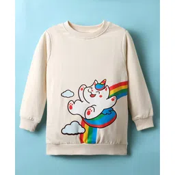 BUMZEE Looper Knit Full Sleeves Cartoon Printed Sweatshirt - Cream-picture-19