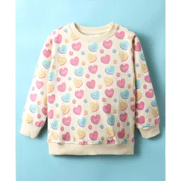 BUMZEE Looper Knit Full Sleeves Heart Printed Sweatshirt - Beige-picture-20