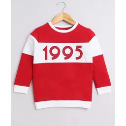 BUMZEE Looper Knit Full Sleeves Number Embroidered Sweatshirt - Red-picture-15