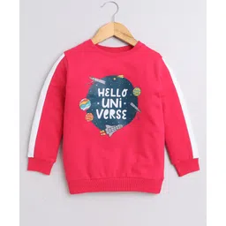 BUMZEE Looper Knit Full Sleeves Space Theme Printed Sweatshirt - Dark Pink-picture-33