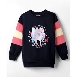 BUMZEE Looper Knit Full Sleeves Sweatshirt With Unicorn Print - Navy Blue-picture-30