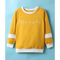 BUMZEE Looper Knit Full Sleeves Text Embroidered Sweatshirt - Mustard-picture-16