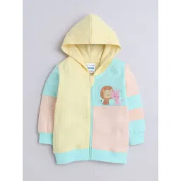 BUMZEE Multi Girls  Full Sleeves Cotton Hooded Zipper Sweatshirt Age - 6-12 Months-picture-22