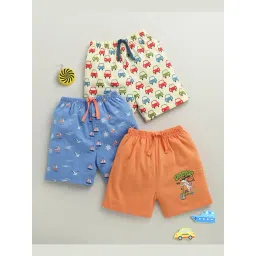 Bumzee Orange Cotton Graphic Shorts Pack of 3-picture-25