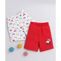 BUMZEE Pack Of 2 Cars Printed Shorts - Red & White image 1