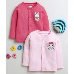 BUMZEE Pack Of 2 Full Sleeves Elephant & Rabbit Printed Tees - Pink & Dark Pink-picture-14