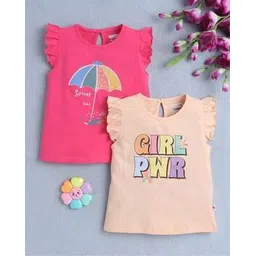 bumzee Pack of 2 Girl Graphic Print Round-Neck T-Shirts-picture-22