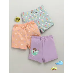 Bumzee Peach Cotton Graphic Shorts - Pack of 3-picture-43