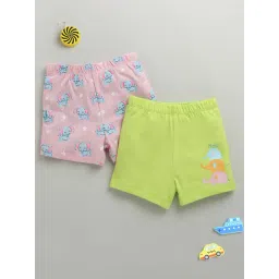Bumzee Pink Cotton Printed Shorts for Girls-picture-36