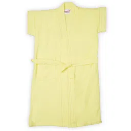 BUMZEE Terry Cotton Woven Half Sleeves Bathrobe - Yellow-picture-14