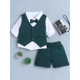 Bumzee White Cotton Solid Shirt Set for Boys-picture-18