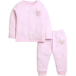 BUMZEE Pink Girls Full Sleeves Cotton Thermal T-Shirt & Jogger Set (Peb9637)-picture-12
