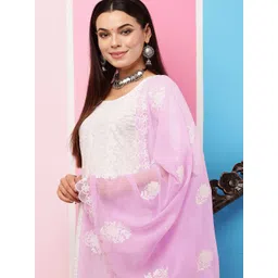 Bunkraft Embroidered Georgette Dupatta with Thread Work-picture-13