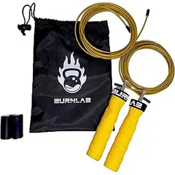 Burnlab Pro Power Plus Skipping Rope - Anti Slip, Adjustable, Ball Bearing Design for Gym, Crossfit, Double Unders, Speed Jumping, Boxing, Cardio and Weight Loss - for Men and Women (Yellow)-picture-20