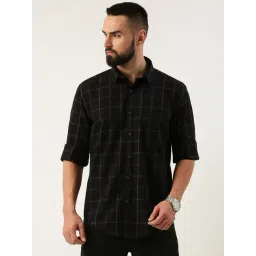 Burnt Umber Black Regular Fit Check Shirt-picture-24
