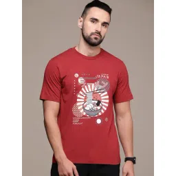 Burnt Umber Red Regular Fit Graphic Print Crew T-Shirt-picture-32