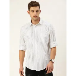 Burnt Umber White Regular Fit Striped Shirt-picture-33