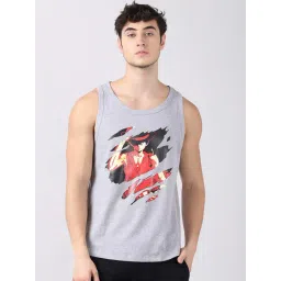 Bushirt Anime Dark Grey Printed Cotton Vest-picture-19