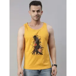 Bushirt Anime Mustard Printed Cotton Vest-picture-16