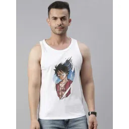 Bushirt Anime White Printed Cotton Vest-picture-13