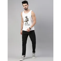 Bushirt Anime White Printed Cotton Vest image 5
