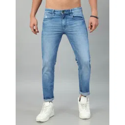 Bushirt Blue Slim Fit Lightly Washed Cotton Jeans-picture-18