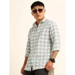 Bushirt Light Blue 100% Cotton Checked Shirt-picture-42