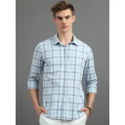 Bushirt Light Blue Regular Fit Checks Shirt-picture-23