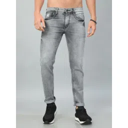 Bushirt Light Grey Slim Fit Lightly Washed Cotton Jeans-picture-45