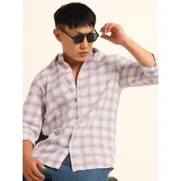Bushirt Light Taupe 100% Cotton Checked Shirt-picture-11