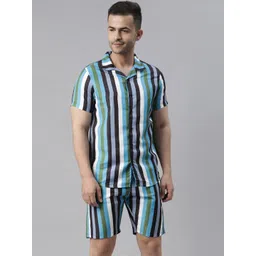 Bushirt Men Black & Blue Printed Night suit-picture-24