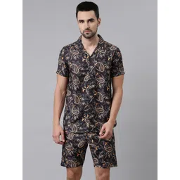 Bushirt Men Black & Orange Printed Night suit-picture-26