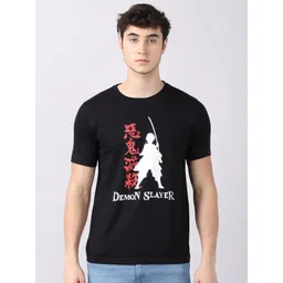 Bushirt Men Black Tanjiro Demon Slayer Printed Pure Cotton T-shirt-picture-17