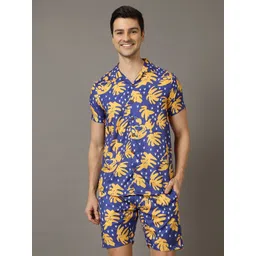 Bushirt Men Blue & Yellow Printed Nightsuit-picture-17