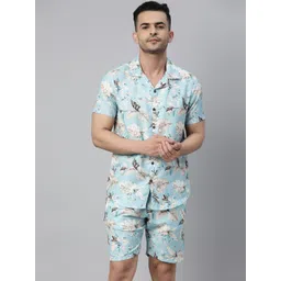 Bushirt Men Blue Printed Night Suit-picture-13