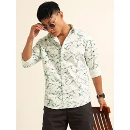 Bushirt Men Classic Fit Abstract Printed Spread Collar Cotton Casual Shirt-picture-36