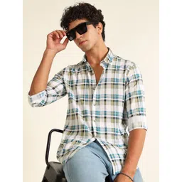 Bushirt Men Classic Fit Tartan Checked Spread Collar Pure Cotton Casual Shirt-picture-26