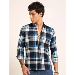 Bushirt Men Classic Fit Tartan Checked Spread Collar Pure Cotton Casual Shirt-picture-25