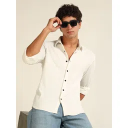 Bushirt Men Classic Fit Textured Spread Collar Casual Shirt-picture-35