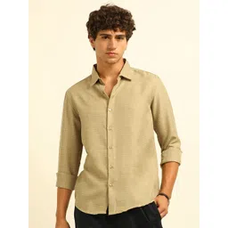 Bushirt Men Classic Fit Textured Spread Collar Casual Shirt-picture-27