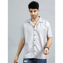 Bushirt Men Classic Opaque Cuban Collar Solid Oversized Casual Shirt-picture-25