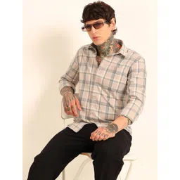 Bushirt Men Classic Tartan Checks Opaque Checked Casual Shirt-picture-26