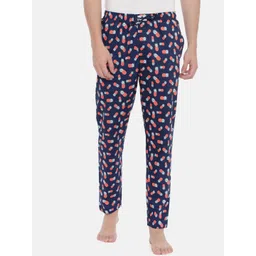 Bushirt Men Navy Blue Pineapple Printed Cotton Lounge Pants-picture-25