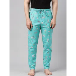 Bushirt Men Teal Green Printed Pure Cotton Lounge Pants-picture-25