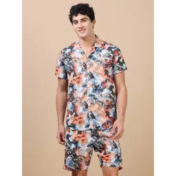 Bushirt Orange Regular Fit Printed Co-Ord Set-picture-17