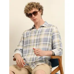 Bushirt Pastel Blue 100% Cotton Checked Shirt-picture-34