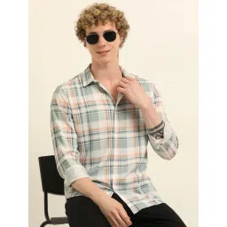 Bushirt Pastel Green 100% Cotton Checked Shirt-picture-25