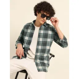 Bushirt Stone Grey 100% Cotton Checked Shirt-picture-29